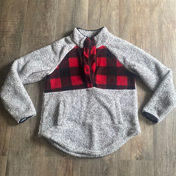 Maurices Tops - Maurices button front plaid Sherpa